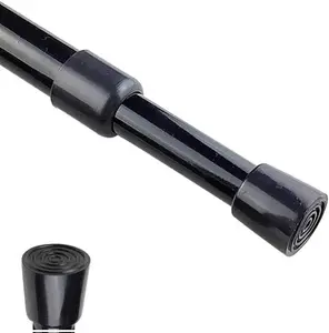 Spring Tension Curtain Rods 28-43 Inch Adjustable Spring Loaded Small Mini Extendable Heavy Duty Black Curtain Tension Rod For Kitchen, Bathroom, Window, Bookshelf,Closet