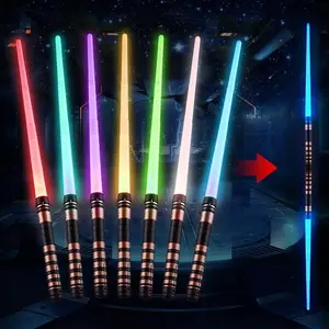 Plastic Lightsaber, 1 Count/2 Counts Lightsaber with Strike Sound, 7 Colors 2 in 1 LED Lightsaber Toy, Sound Can Be Turned Off, Retractable Lightsaber Costume Party Gift, Light Up Saber (No Battery Provided)