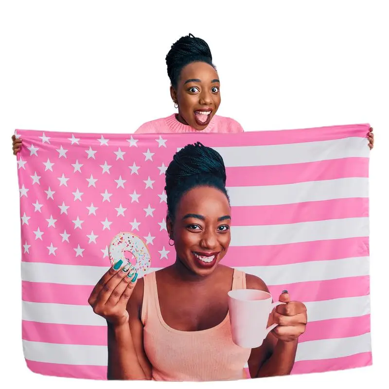 Custom Pink America Tapestry - Personalized Custom Image Wall Art, House Decor, Cool Room Decor for Girls,  for Dormitories, Bars, Room Inspo, Living Room Decor