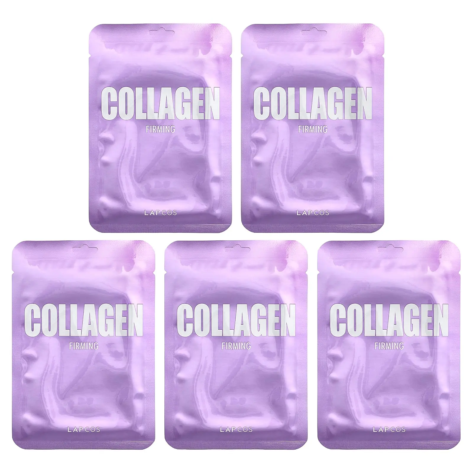 Lapcos Collagen Firming Beauty Sheet Mask Set, 5 Sheets, 0.84 fl oz (25 ml) Each