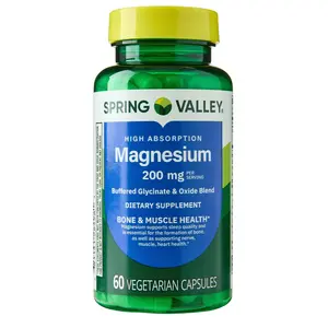 Spring Valley, Magnesium, Bone & Muscle Health, Sleep Support, Dietary Supplement, Vegetarian Capsules, 200 mg, 60 Count Bundle with Pill case