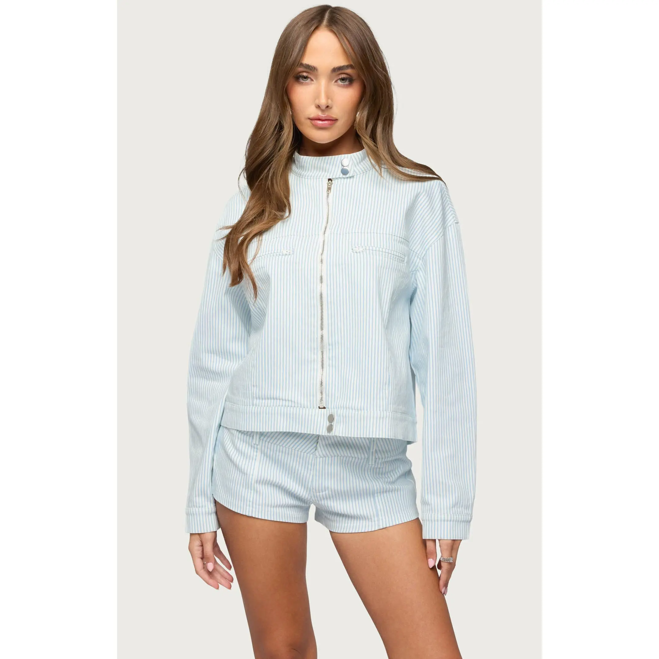 Edikted Women's Myah Pinstripe Moto Jacket