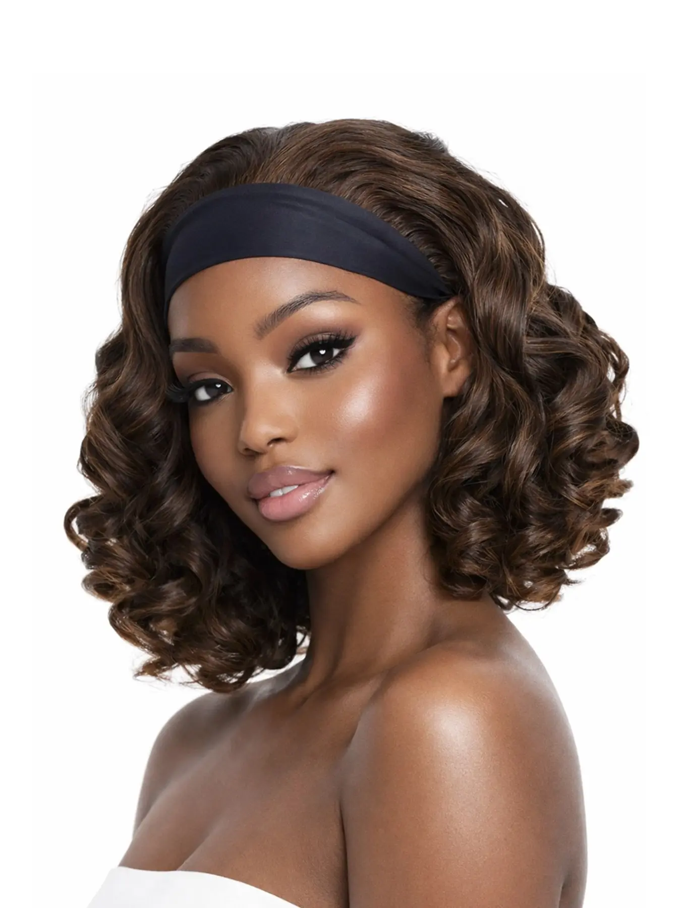 Headband Curly Wigs for Synthetic Wig, Synthetic Wavy Hair, Featuring Long Wavy Styles Without Lace Fronts. These Glueless Wigs Have Soft, Voluminous Curls And Water Wave Textures,for Daily & Party Wea, Artificial Wig
