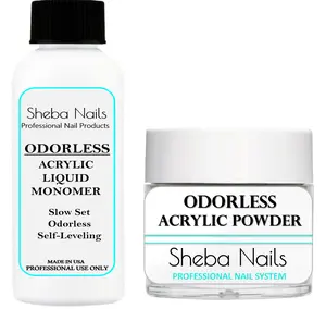 SHEBA NAILS State Board Sealed Odorless Nail Acrylic Basic Kit - 1 ounce liquid and 1/2oz. powder DIY Nail Extension Perfect For Cosmetology Students To Practice Or Take State Board Exam - Tamper Proof/Evident Seal Nail Art Nail Care