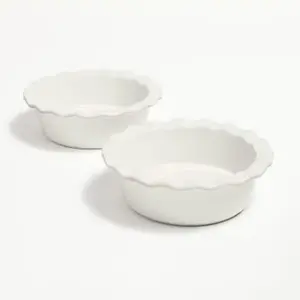 2pc Round Stoneware Mini Pie Dish Cream: Small Baking Dish, Pot Pie Dish, Figmint Kitchen Essentials