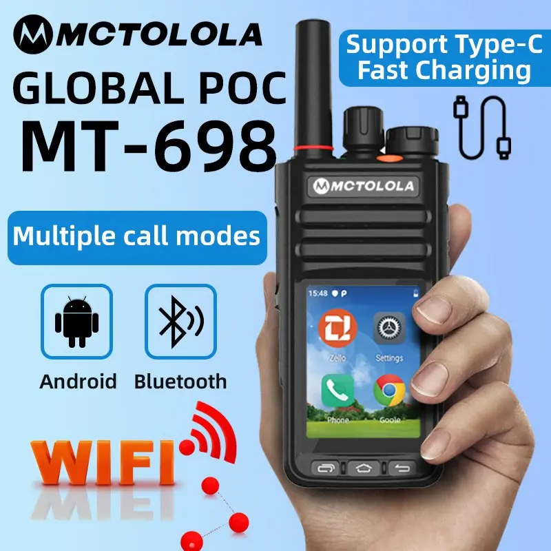 The new Zello Android 9.1 intelligent touch wireless intercom Digital Walkie Talkie supports 2G4G GPS WIFI Bluetooth compatible handheld POC global two-way intercom coverage of 8000 kilometers worldwide, suitable for outdoor exploration and camping, etc