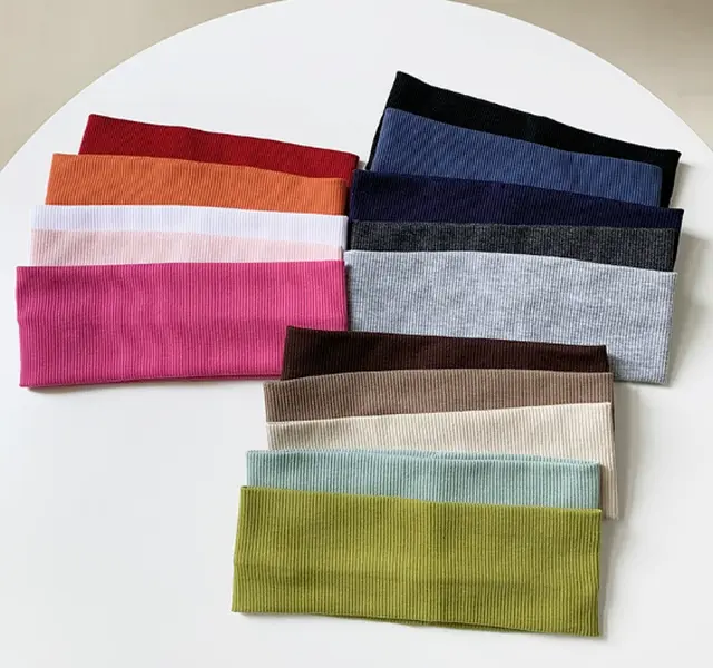 Women's Wide Ribbed Knit Headbands - Solid Color Stretchy Elastic Hair Bands for Yoga, Sports & Daily Wear, Multi-Pack