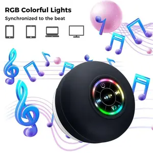 Mini Bluetooth Shower Speaker with LED light, Portable IPX4 Waterproof, Hands-Free Speakerphone. Rechargeable Using Micro USB, Wireless Stereo for Beach, Shower & Home