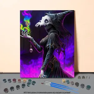 Witch Pattern DIY Painting by Numbers Kit, 1 Set DIY Paint by Numbers Kit without Frame, Wall Art Decoration for Home Living Room Bedroom