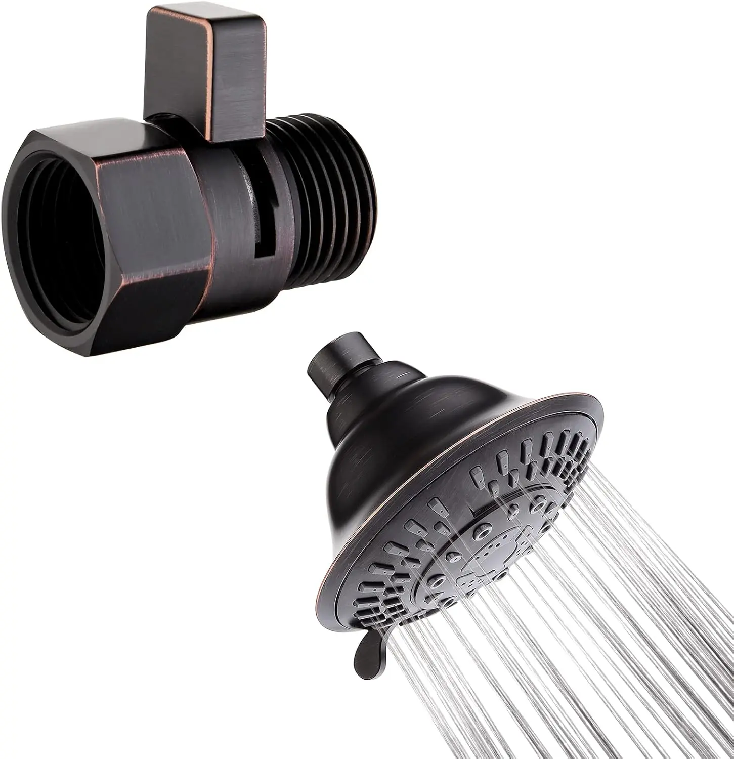 Dual Shower  Combo Set with High Output Shower Filter High  Rain Showerhead 5 Spray Setting Fixed Shower  and Matching Brass Shower  Shut Off Valve with Handle Lever