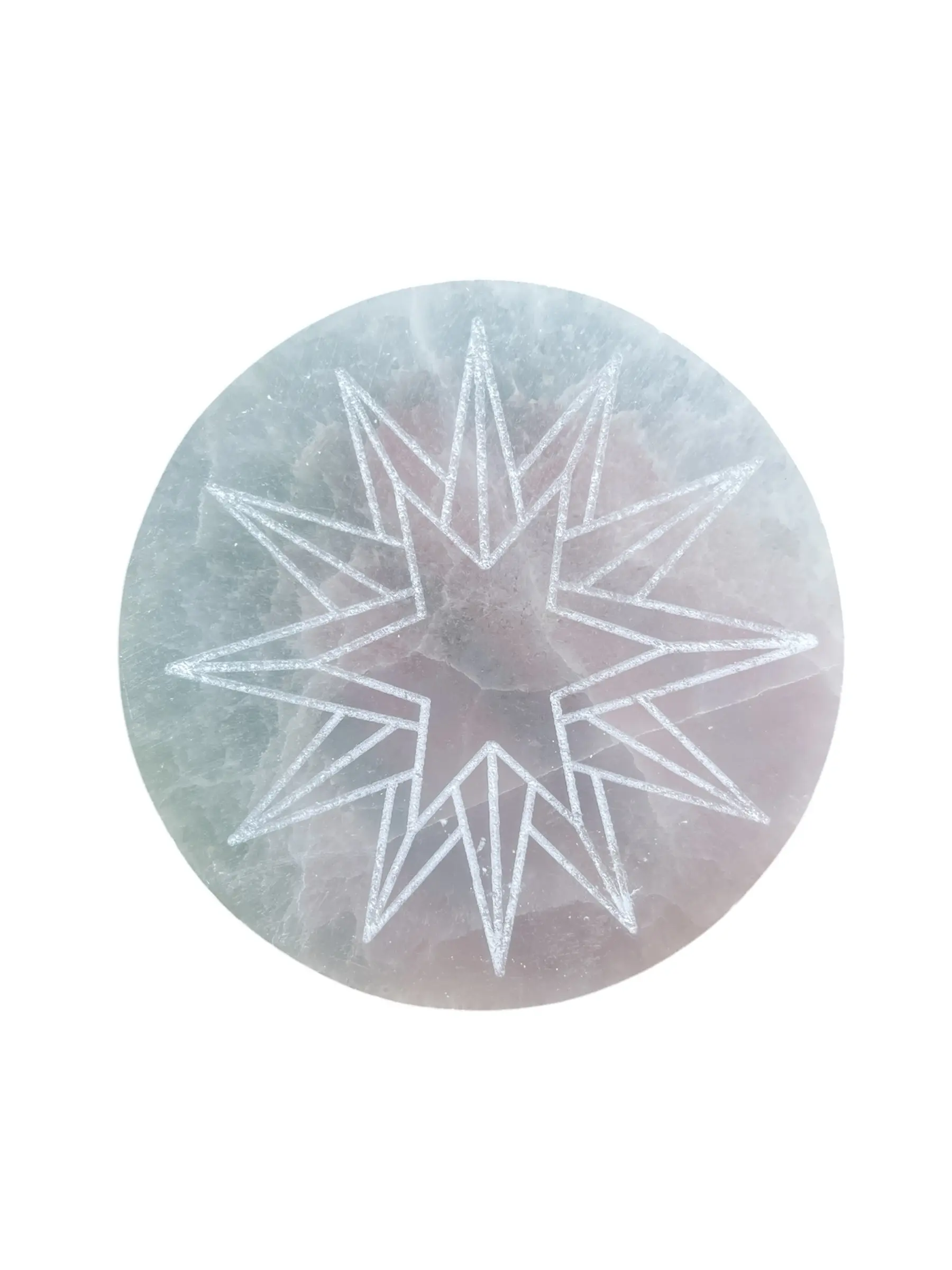 Amityville Apothecary True North Selenite Plate - Star Cosmic Conductor Non-Natural Crystal Charging Plate, 1.55 lbs, 0.75" Thick Jewelry Accessory Decoration, 1.55 Pounds