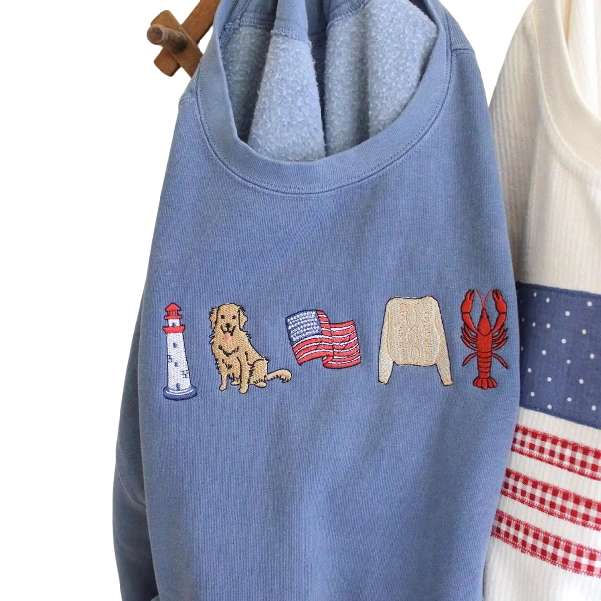 East Coast Sweatshirt Embroidered, US Flag Cotton Unisex Comfort Hoodie & Tshirt Crewneck, Casual Womenswear Summer Outfit Streetwear