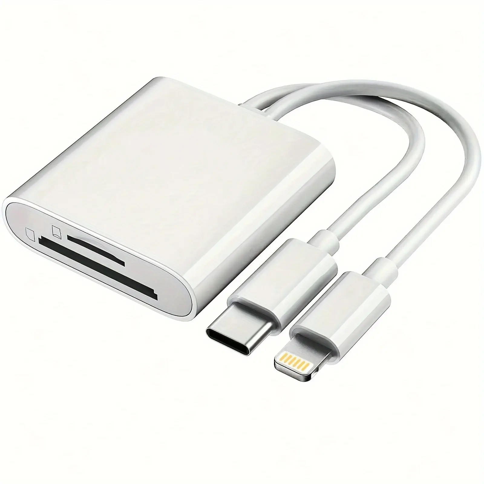 SD Card Reader for iPhone and iPad, 2-in-1 USB-C and Lightning Memory Card Reader with Dual Slots for SD and Micro SD, Plug-and-Play Camera Card Reader Adapter for iPhone/iPad/Android/Camera, Type-C USB Gadget Computer Memory Card Readers