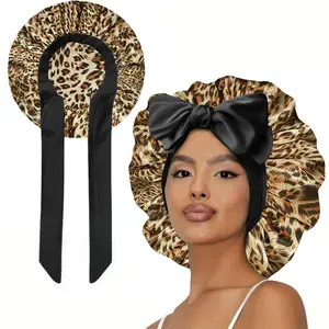 Women's New Double-Layer Satin Adjustable Sleeping Bonnet with Tie Band - Silk-Lined, Skin-Friendly Hair Care Cap for Natural Curly Hair, Ideal Womens Gifts