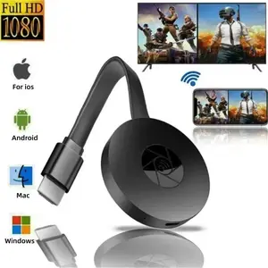 Portable Wireless TV Stick Video Receiver - 1080P Full HD WiFi Display Dongle Adapter with Wired Option, for Android/iOS Smartphones & Windows Devices, Screen Mirroring & Casting, Compatible with WiFi Projectors