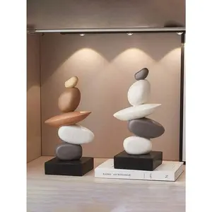 Modern Creative Art Pebble Stack Floor Decor Sculpture - Resin Statue For Home, Office - Versatile Indoor/Outdoor Design Element, No Electricity Required - Elegant Gift For Luxury Decor Lovers, Best Christmas Gift