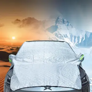 Large Car Windshield Cover - Ice & Snow Frost Protection, Sun Shade with UV Blocking, Padded Cotton-Aluminum Insulation Layer, Fits Most Cars, Includes Extra Ice Scraper Protector