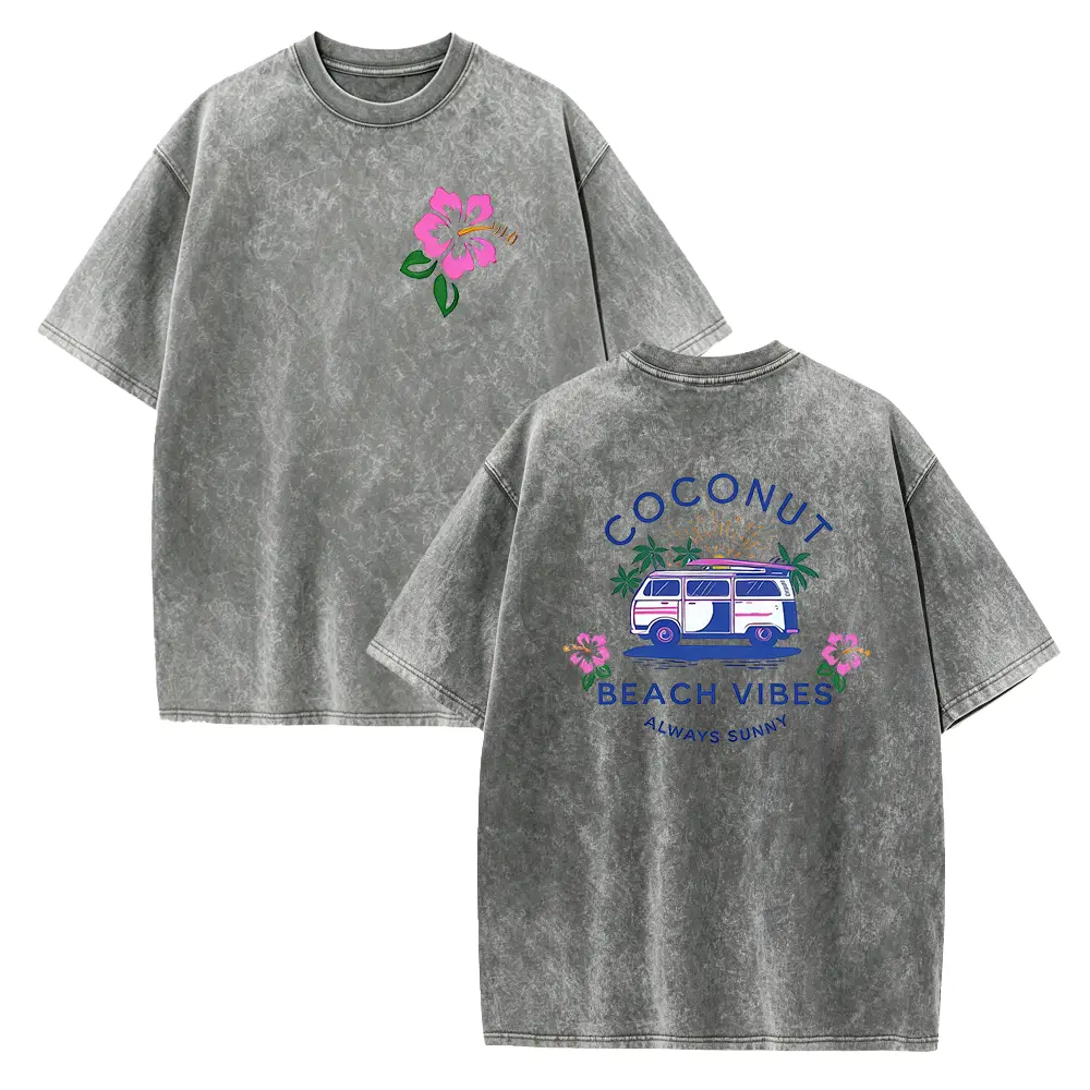 Beach Vibes Shirt Coconut Girl, Hibiscus Shirt, Oversized Beachy Tee, T-shirt, Trendy Beach Shirt Preppy Top, Ocean Inspired