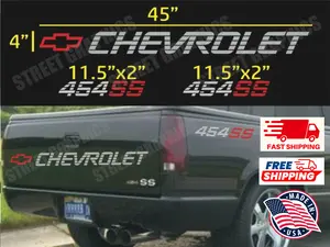 Chevrolet 454 SS Vinyl Decal Kit – 3 Piece Set (Side & Tailgate) | Waterproof Truck Graphics
