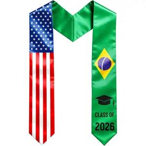 Graduation Stole Class of 2026, 72 Inch Flag Graduation Sash for College