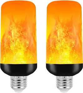 2Packs LED Flame Light Bulbs,E26 Socket,4 Modes Flickering Light Bulbs,Gravity Convertion for Upside Down,120V,Fake fire for Halloween Christmas Party Patio Porch Home Decorations