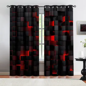 Two Tone Square Curtain Set, Easy To Hang, Suitable For Home Decoration, Perfect For Living Room And Bedroom Decoration