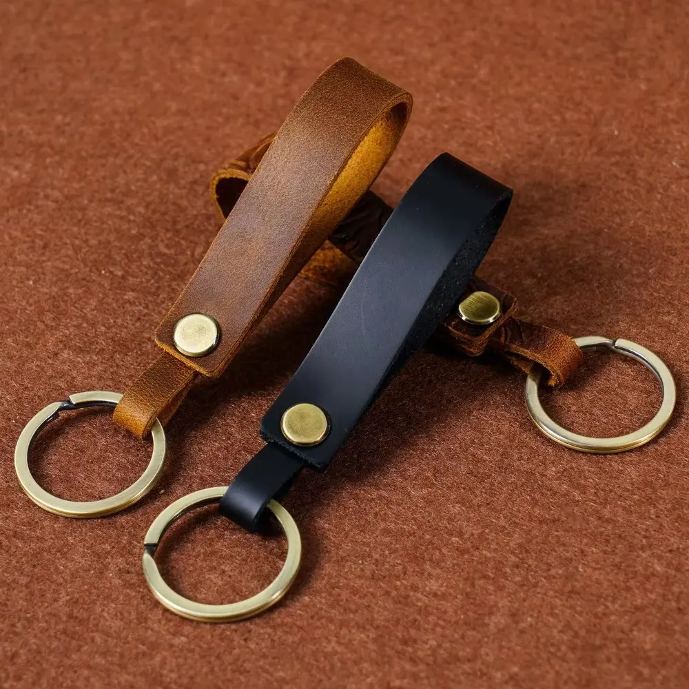Handmade Vintage Leather Keychain Cowhide Wrist Strap Key Chain Men Women Key Lanyard Car Keyring for All Kinds of Car Keys