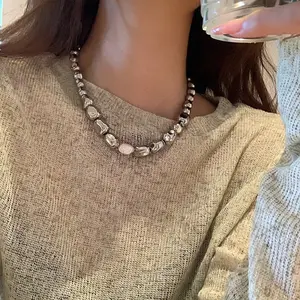 Baroque Freshwater Pearl Necklace for Women, Natural Irregular Pearl Pendant Necklace, Elegant Minimalist Jewelry for Daily Wear, Wedding, Party and Gift