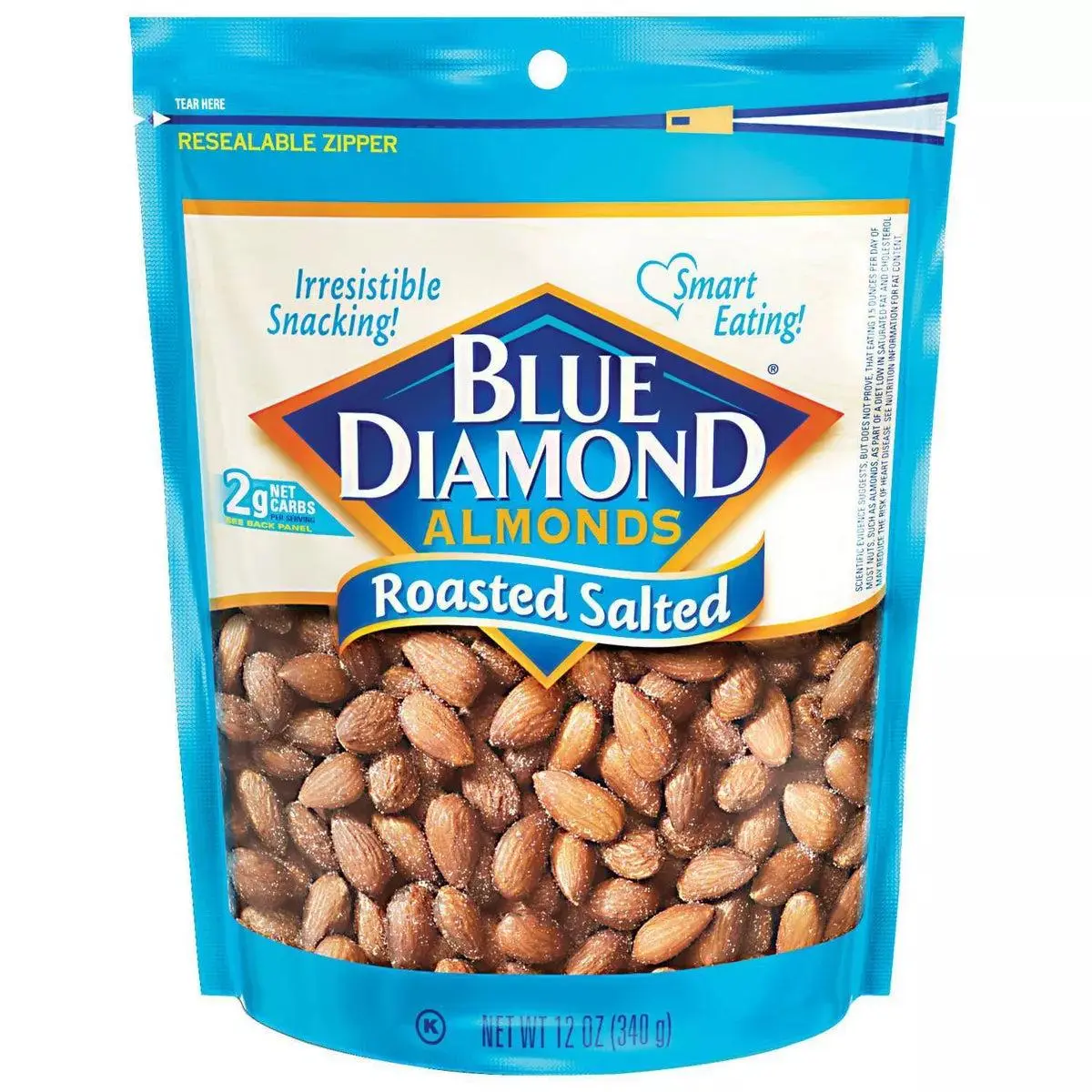 Blue Diamond Almonds, Roasted Salted Flavored Snack Nuts Perfect for Snacking Fiber Cashews