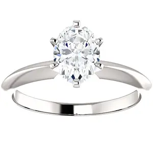 1 Ct Oval Solitaire Diamond Engagement Ring Lab Grown 14k White or Yellow Gold