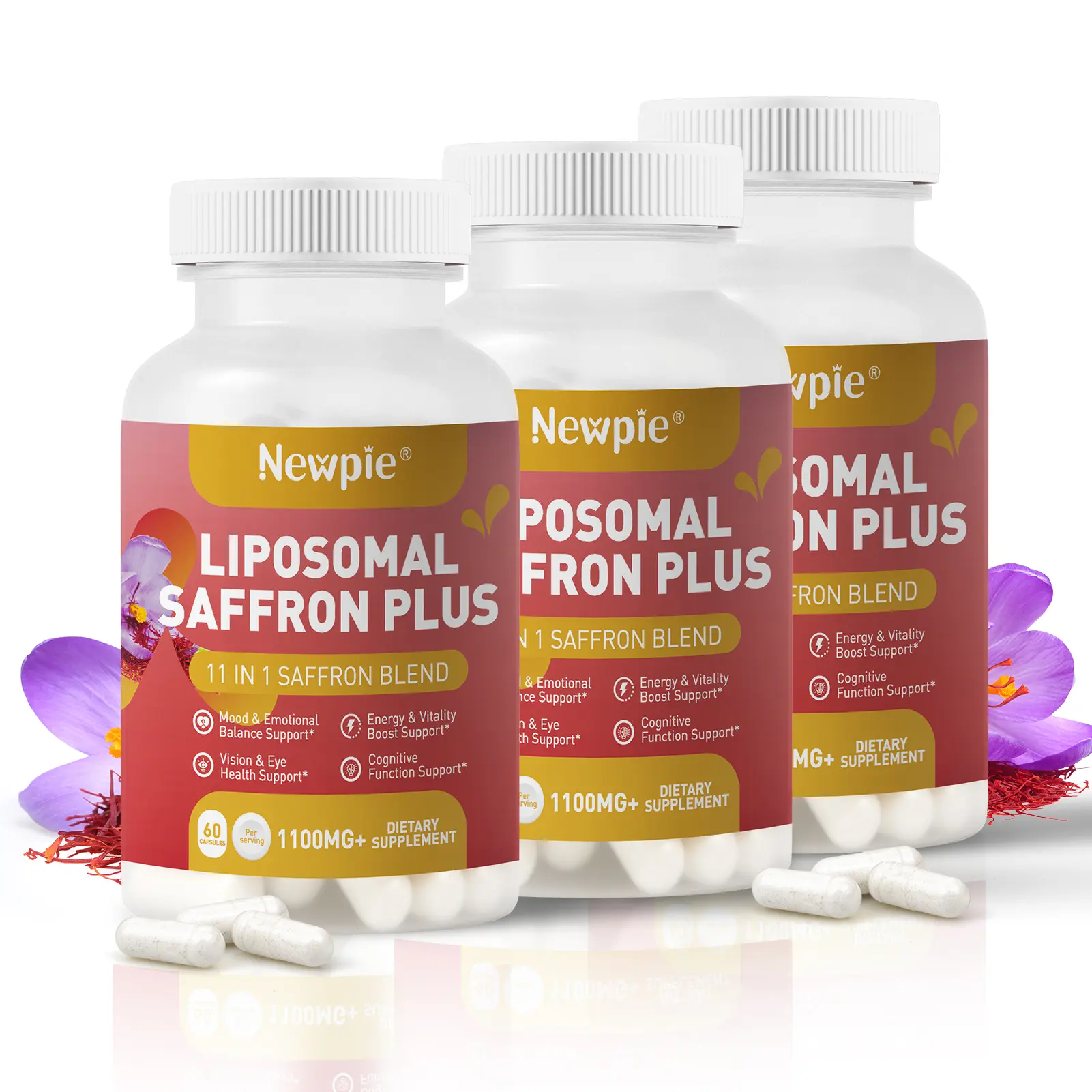 Liposomal Saffron Supplements -11 in 1 100% Pure Saffron Extract 88.5 mg Maximum Absorption for Mood, Energy & Vision,Vegan, Non-GMO - 60 Vegan Capsules