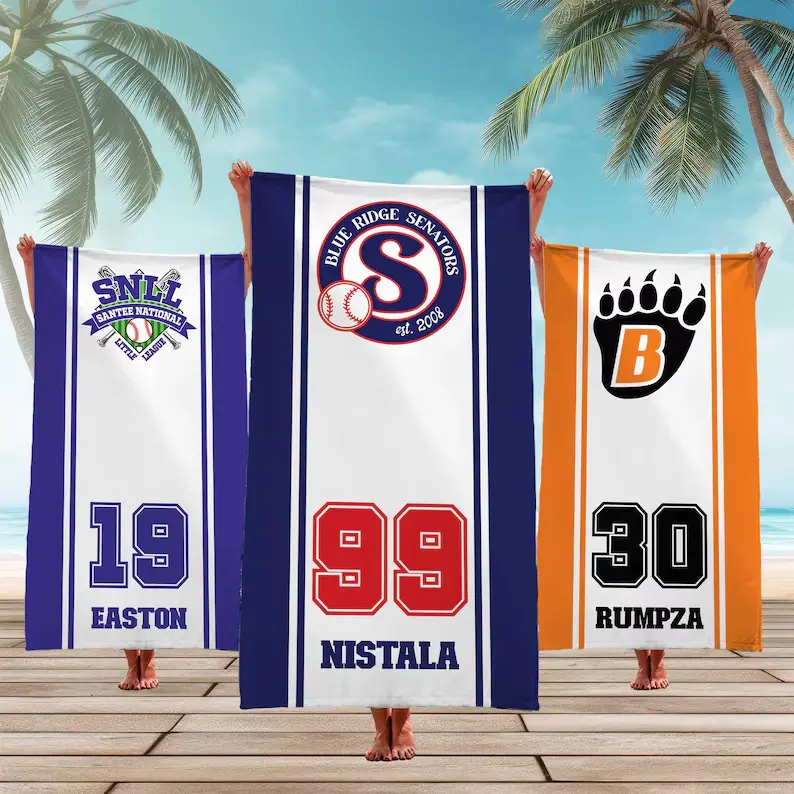Personalized Team Beach Towel,Custom Softball/Baseball Sport Towel, Swim Gift, School Team Gift, Custom team gift, Hockey Team Gift