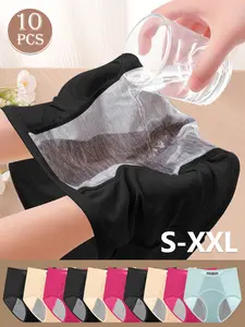 10-Pack Leak-Proof Panty Liners, High-Waisted Comfortable Underwear, Feminine Hygiene Products, Ideal for Heavy Days, Pair with Sanitary Pads