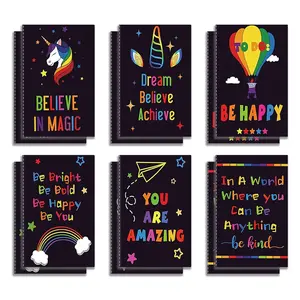 12pcs Cute Rainbow Theme Mini Notebooks, Inspirational Phrases Design, Pocket Journal Set for Daily Notes & School Use, 3.2*5inch