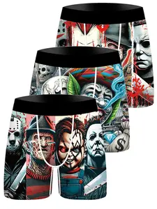 Men's Underwear Set, Boxers Briefs, Breathable Comfort Design, Cartoon Print Pattern, Ideal for Everyday Wear, Men's Innerwear Collection