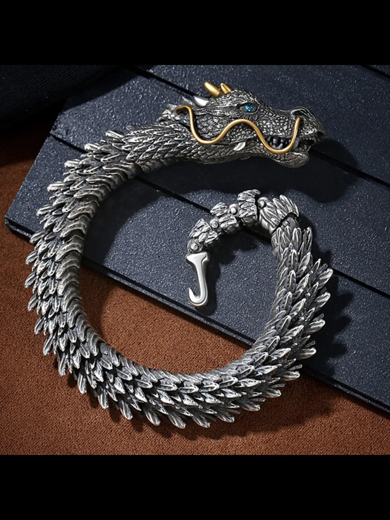 Men's Dragon Bracelet, High-End Silver Color Braided Design, Vintage Style Collectible Jewelry, Traditional Chinese Wind Accessory, Vintage Appeal, Braided Bracelets