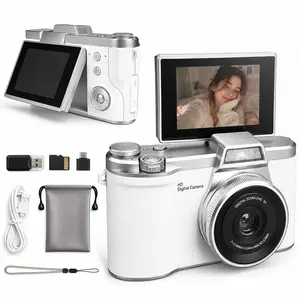 High Definition Digital Camera for Photography and Video, 1080P Compact Travel Camera with 180° Flip Screen, Includes SD Card and Reader