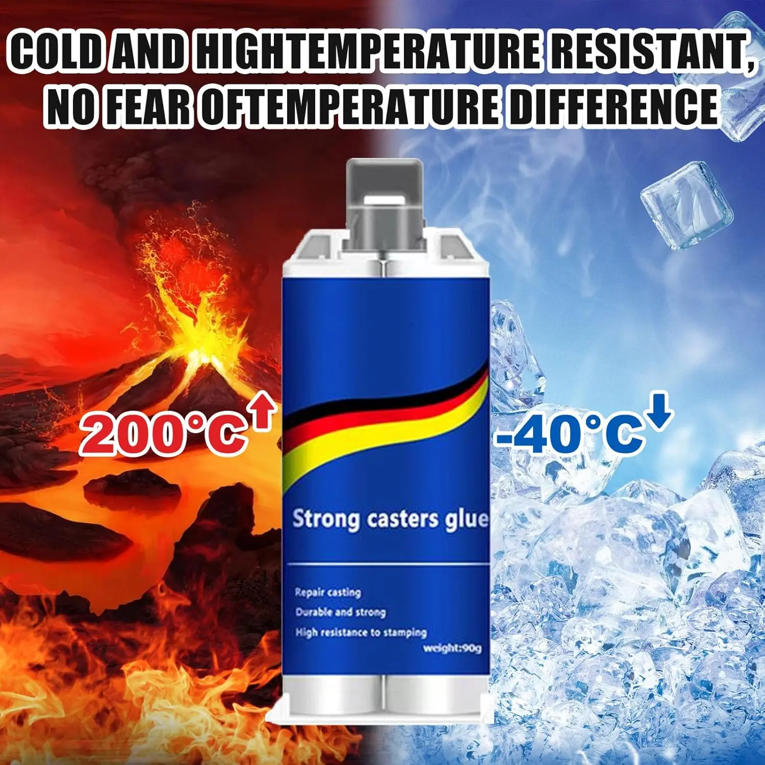 90g Heavy Duty Foundry Metal Repair Adhesive - Fast-Curing, High-Temperature Resistant Glue and Seal, Waterproof Sealant, High-Strength, Easy Operation for Home DIY Projects & Iron/Steel/Copper Repairs