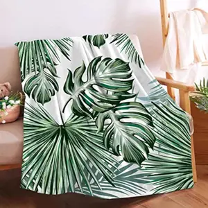 Eyesoul Blanket Monstera Deliciosa Palms Tropical Plants Soft Cozy Throw Lightweight Microplush Blankets for Couch Bed Sofa All Season War