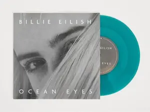 Billie Eilish - Ocean Eyes Single, Translucent Turquoise with B-Side Etching 7" Vinyl