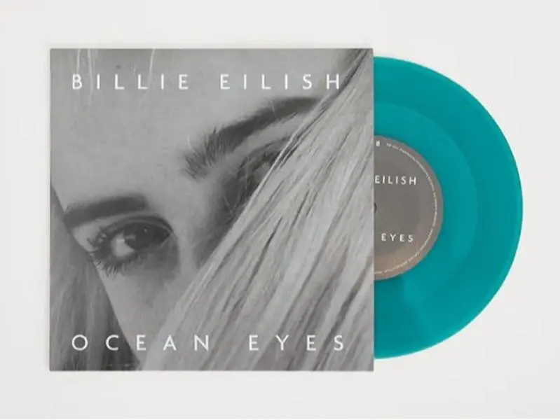 Billie Eilish - Ocean Eyes Single 7" Collectibles Vinyl Disc Records - Translucent Turquoise, B-Side Etching, Vinyl Disc Vinyl Records