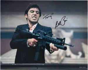 Al Pacino Autographed Scarface 16" x 20" Shooting Down Photograph with "Tony" Inscription