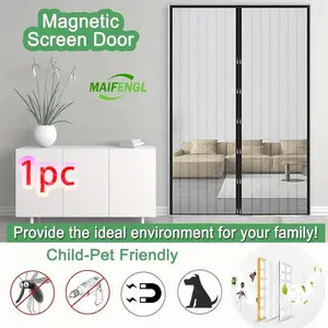 Magnetic Door Curtain Auto Close No Drilling Required, Ideal for Sliding & Interior Doors, Pet Privacy Screen, Modern Design Mesh Door