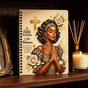 Christian Women Spiral Notebook - 52 Weeks Bible Journal, Black Girl Prayer Journal with Leopard Print Design, Inspirational Scripture Notebook, Religious Devotional & Faith Journal for Women