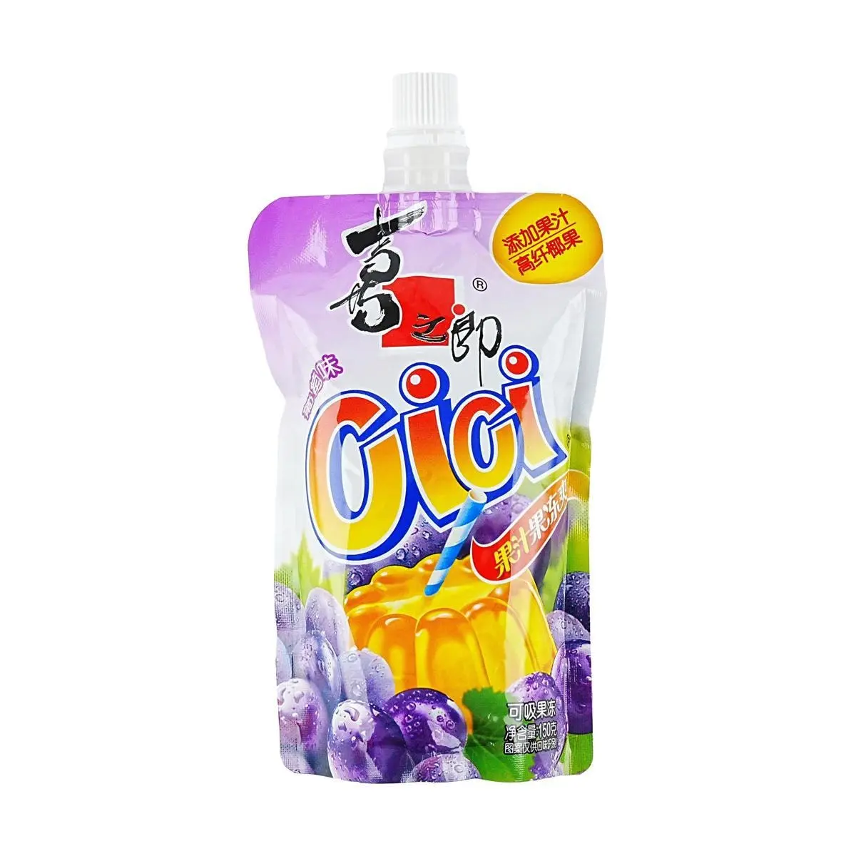 STRONGFOOD CICI Grape Jelly Drink Pouch - 150g, Fun Snack for Kids & Adults, Ready-to-Eat Fruit Jelly