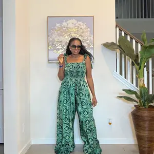 Handmade Adire Crepe Jumpsuit with Smocked Bodice