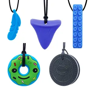 BY-FAN52 Chew Necklace for Boys Girls and Adults,5 Pieces Sensory Chew Necklaces with Autism, ADHD, SPD, Chewing, Oral Motor Anxiety Necklace