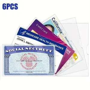 6 Pack Clear Waterproof Social Security Card Protectors, Durable Sleeves for SSN, Medicare & Credit Cards