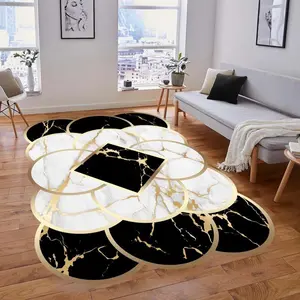 Marble Effect Living Room Carpet, Non-Slip Foldable Ultra Soft Fiber, Modern Design Home Decor Rug, Abstract Marble Rug