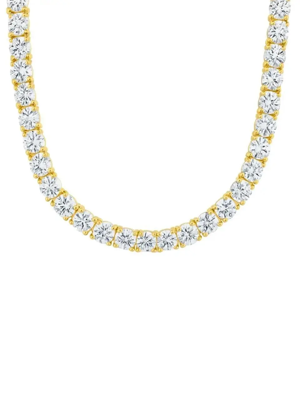 Marisol Bold Round Cut CZ Tennis Necklace, Sterling Forever Tennis Chain, 20" Length Brass-Plated Silver Jewelry Accessory